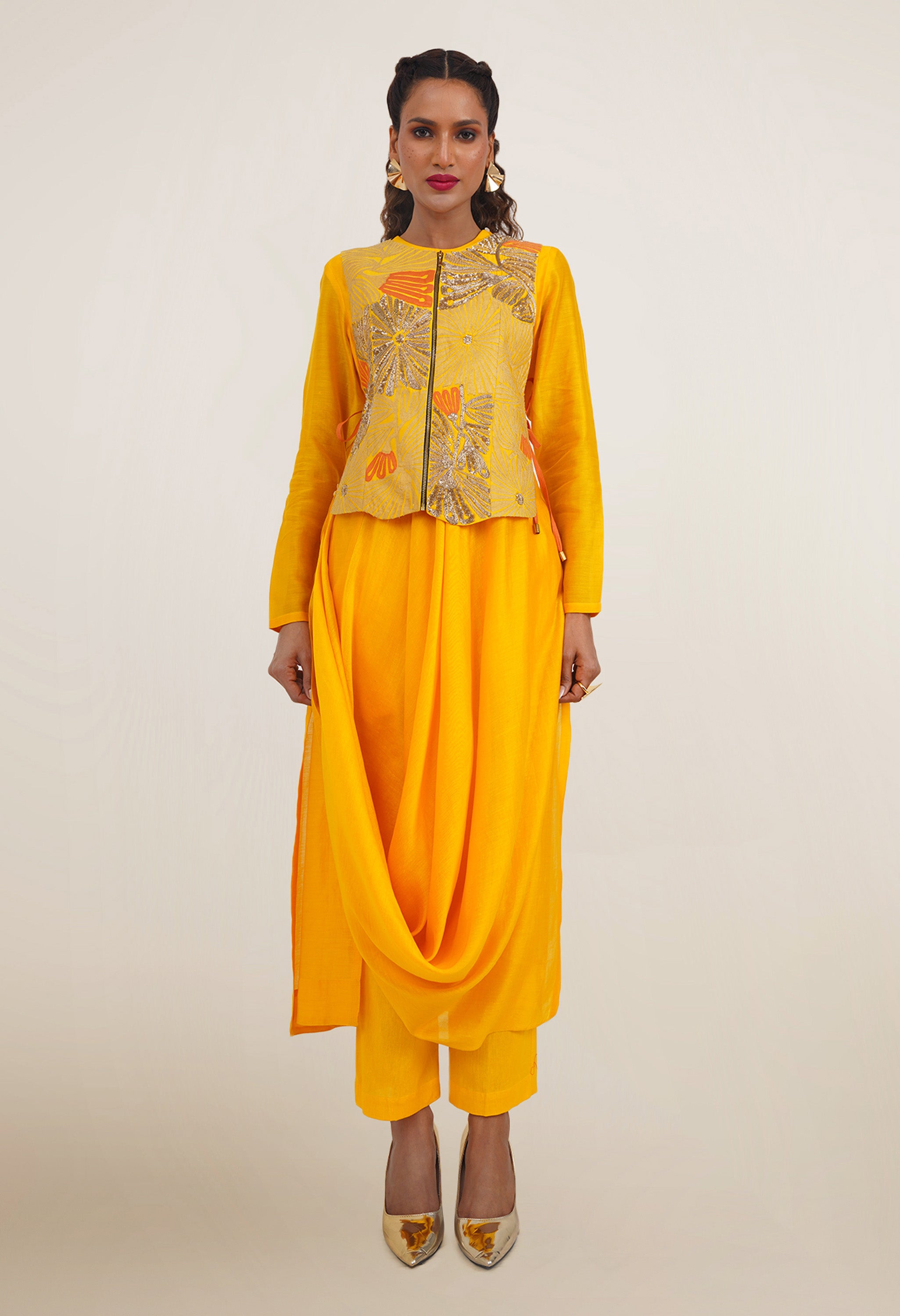 DRAPED KURTA WITH GILET