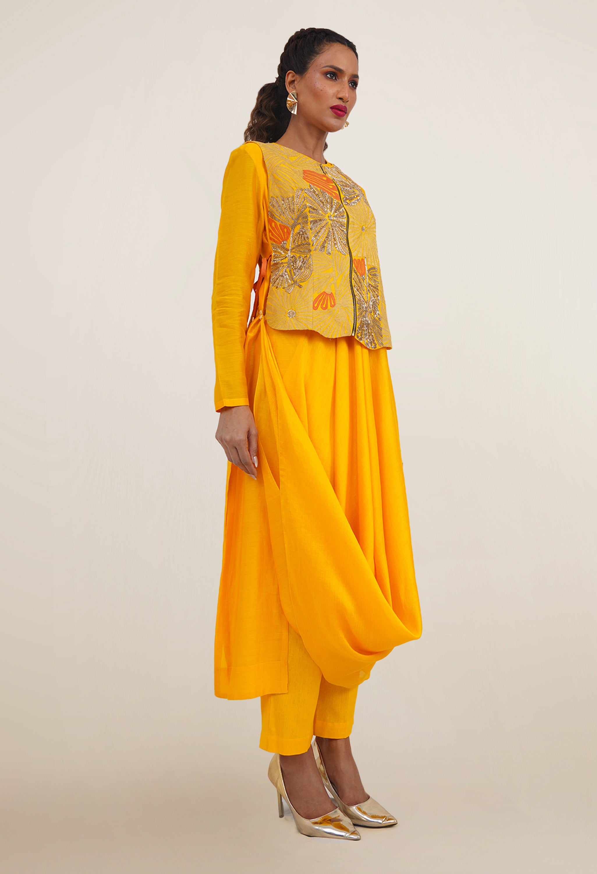 DRAPED KURTA WITH GILET