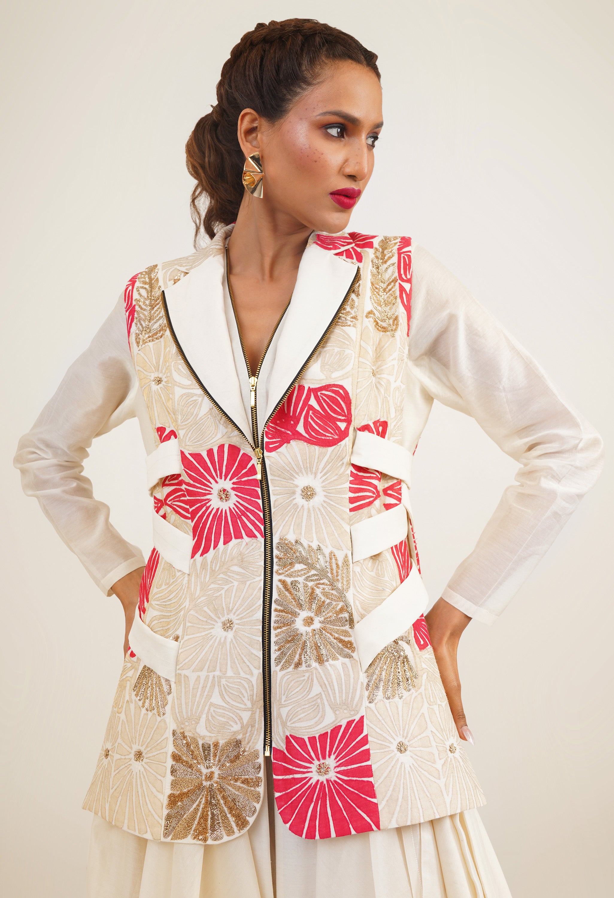 SIDE TIP UP JACKET WITH KURTA