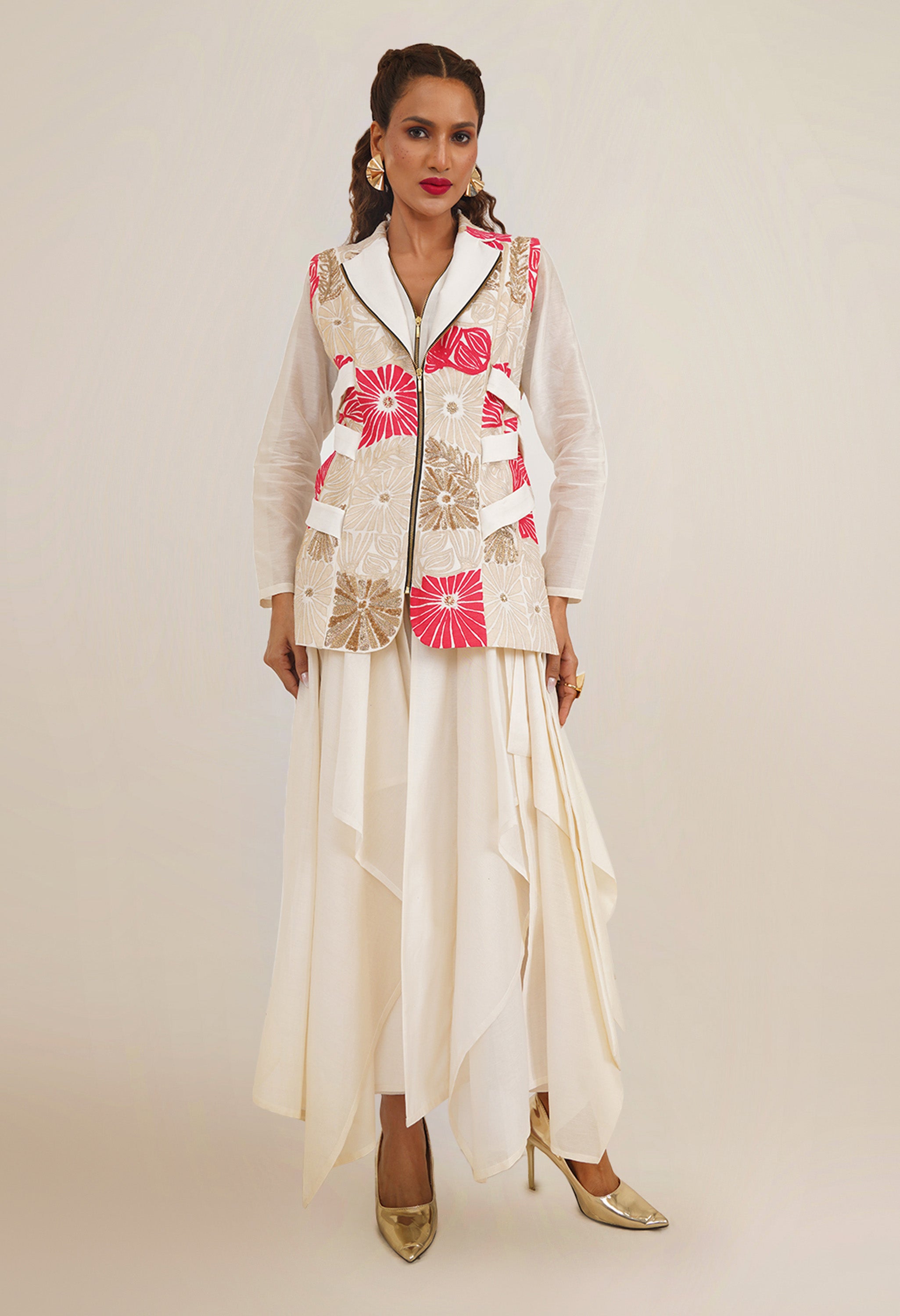 SIDE TIP UP JACKET WITH KURTA