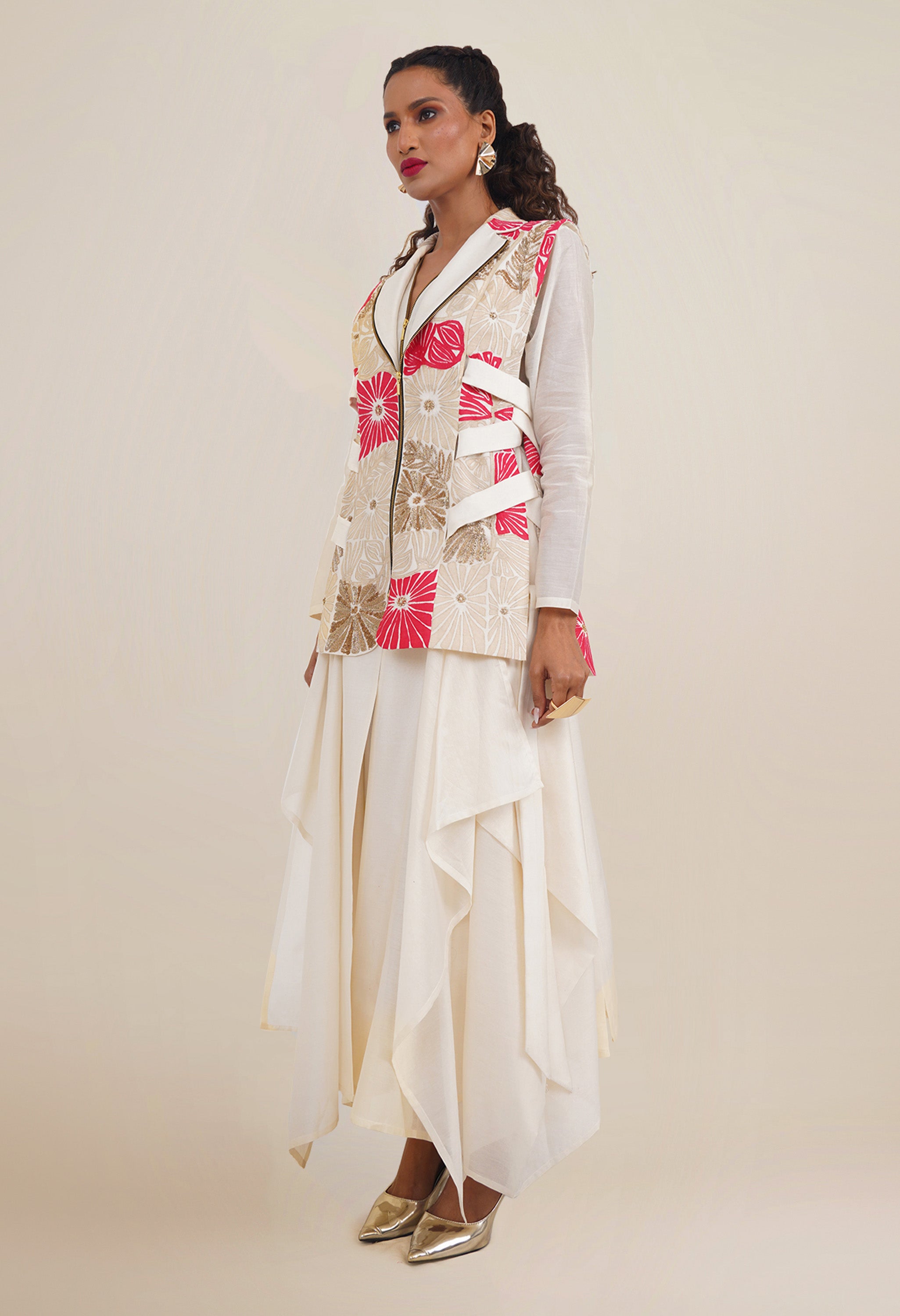 SIDE TIP UP JACKET WITH KURTA