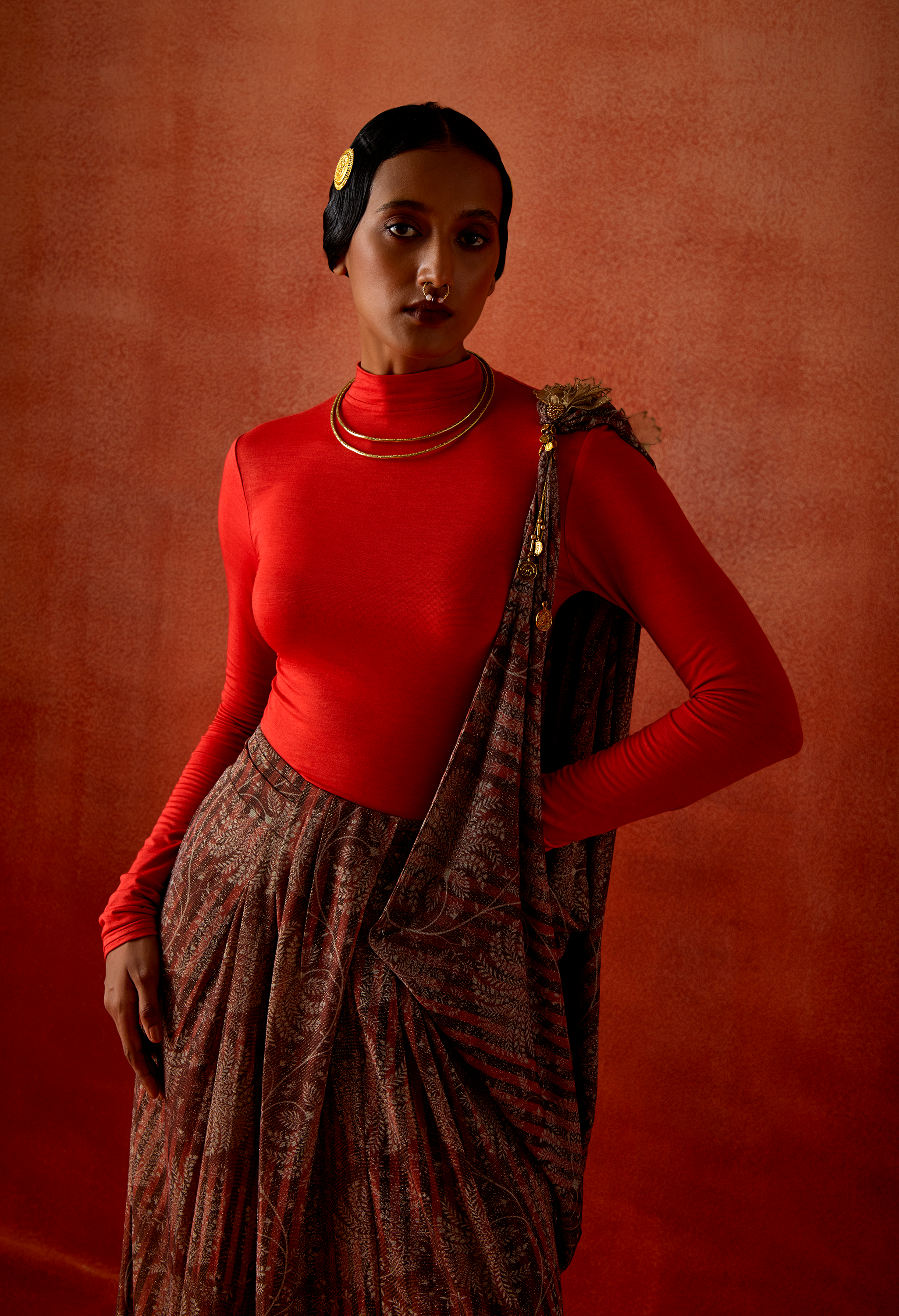 DRAPED SARI WITH BODYSUIT