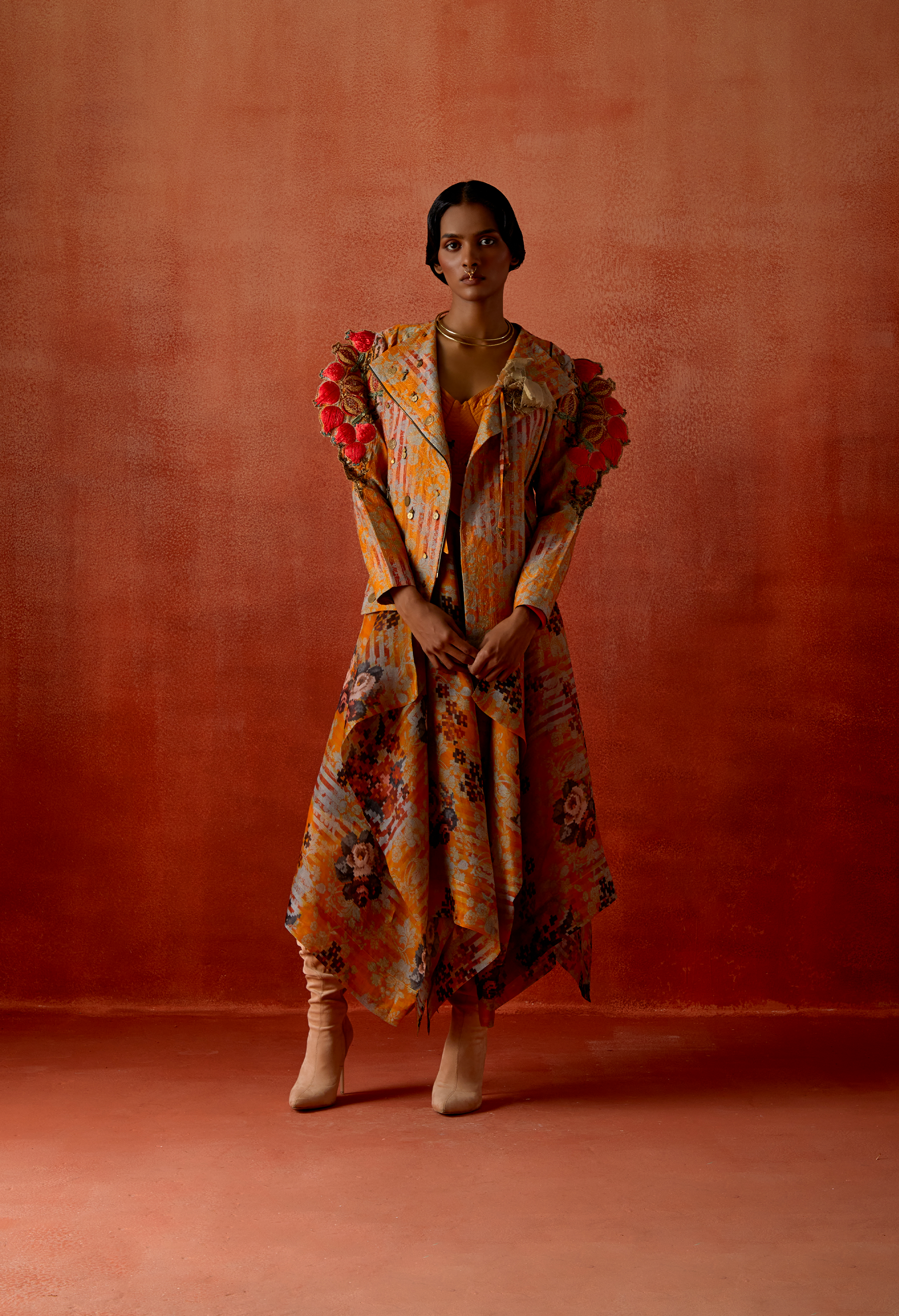 3D POMEGRANTE EMB QUILTED JACKET