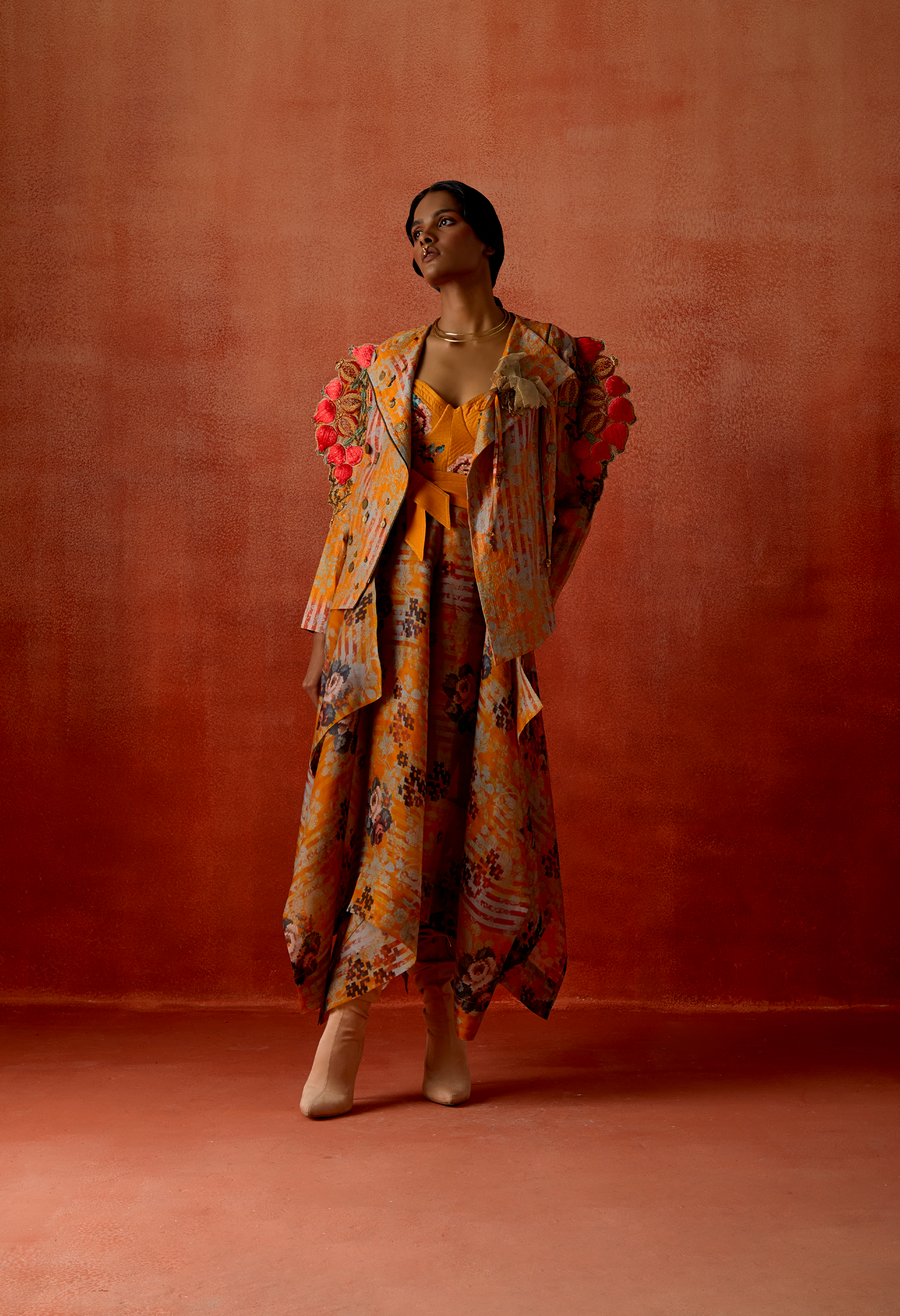 3D POMEGRANTE EMB QUILTED JACKET